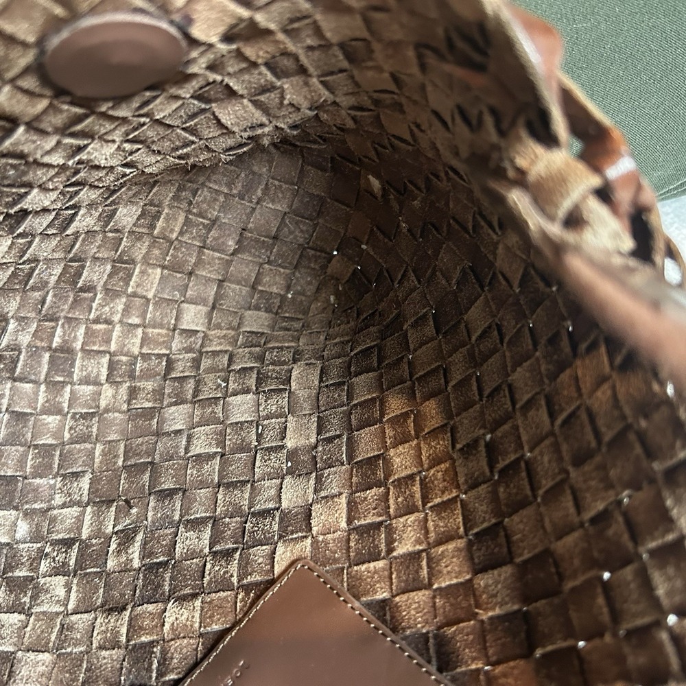Loeffler Randall Woven Leather Shoulder Bag Brown Purse Wide Strap Adjustable - Picture 16 of 16